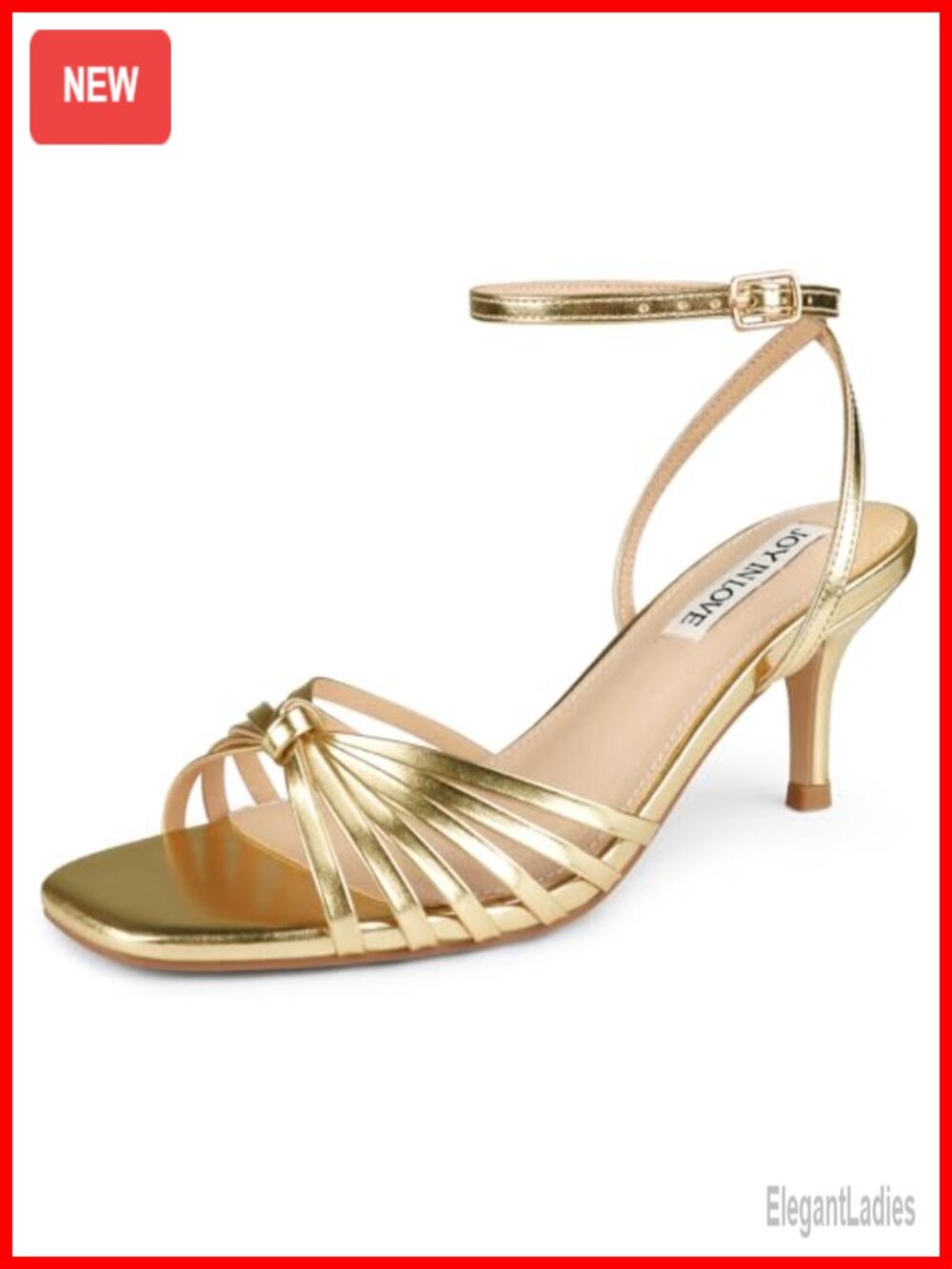 Women's Strappy Kitten Heel Sandals Square Open Toe Ankle Strap